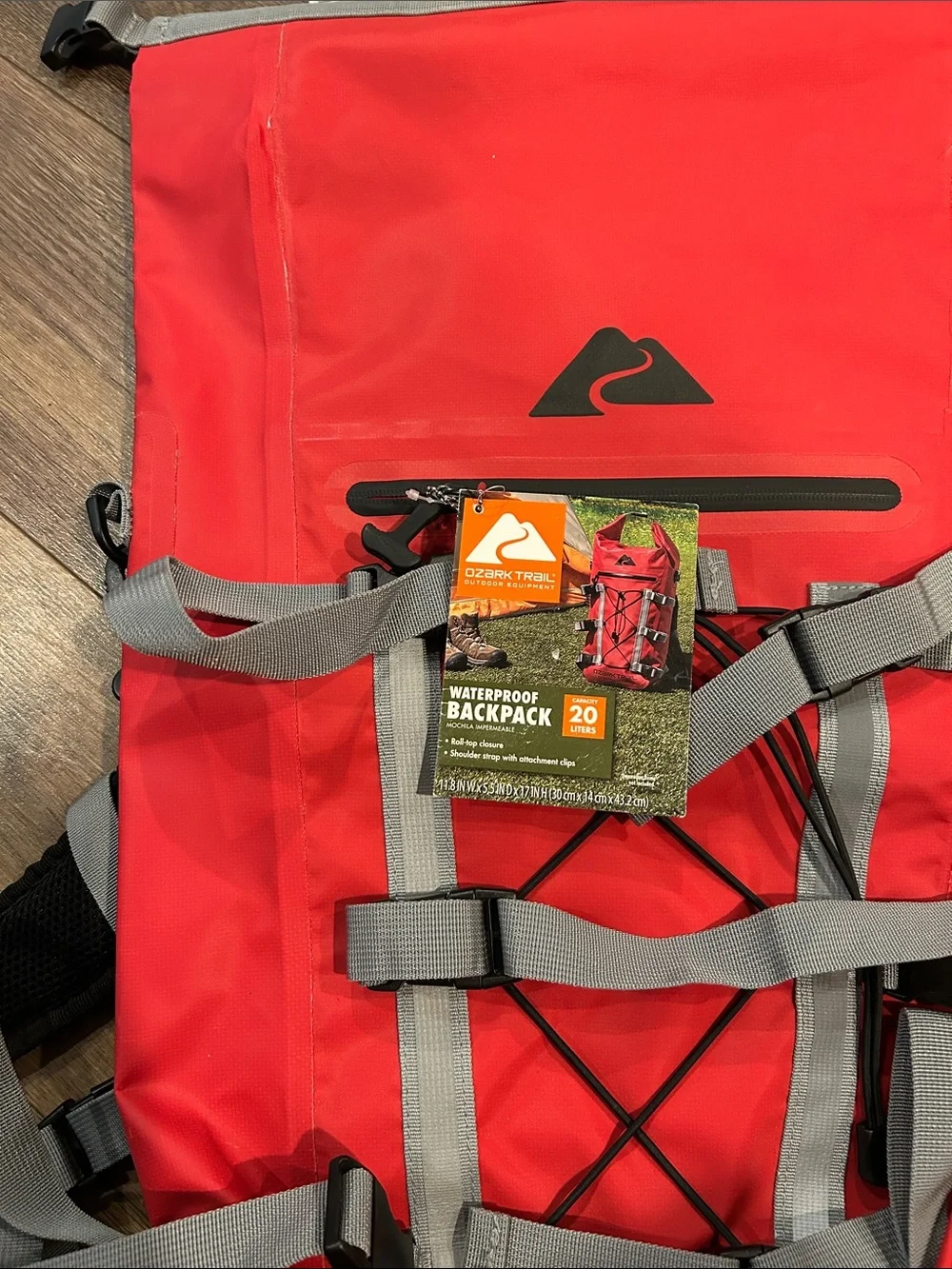 Ozark Trail Spring River Waterproof Roll Top Kayak Backpack, Red